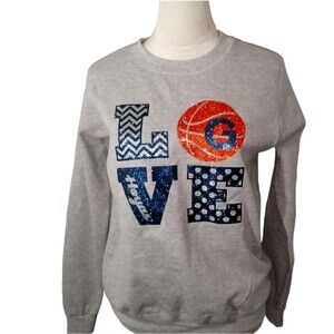 Love Georgetown Hoyas Basketball Shimmery  Sweatshirt Size S Womans